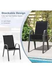 VITAL Patio Chairs, Stackable Patio Chairs Set with Armrests and Breathable Seat Fabric, Outdoor Dining Chairs Set for Patio, Pool Side, Backyard steel frame with powder coating, stackable