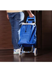Royalford 34 L Shopping Trolley Bag- Rf11368 Multi-Purpose Utility Trolley Bag With Handles And Wheels Durable, Portable And Stylish Polyester Bag Large Space Perfect For Storing Things Blue