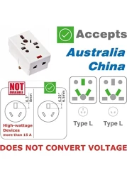 03 Way Adapter with Square-Pin, Universal Socket with Light And 13A Fuse. Travel Adaptor for KSA/UAE/UK/HK, AC Power Plug for US/AU/JP/CN, 3 Pin plug adapter.