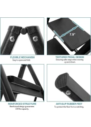 HEXAR&reg; Multipurpose Step Ladder Folding Ladder with Anti-Slip Pedal Folding Step Stool Portable Lightweight Foldable Stepladder for Home Kitchen Library Office 150 KG Capacity (2 STEPS)