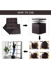 LAVISH Storage Ottoman Storage Stool Multifunctional Sofa Storage Box Storage Box Foldable Sorting Box Brown (Color : Brown Size : 38x38x38cm)