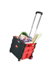 Generic 25kg Foldable Shopping Trolley Storage Boot Cart Box Black/Red