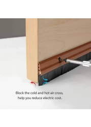 Deco Window Door Seal 15 Width X 365 Length Gate Bottom Sealing Strip Draft Stopper with Aluminium Plate Nylon Bristles for Weather Stripping Air Sound Blocking Chocolate