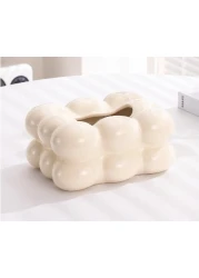 غطاء علبة مناديل سيراميكي، حامل مناديل وجه أبيض، لأحواض المغاسل والمكاتب وطاولات الحمام والديكور المنزلي، حامل مناديل ورقية أنيق للمطاعم