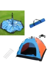 خيمة تخييم مزودة بتقنية الطقس، خيمة مقاومة للماء تتسع لـ 3 أشخاص، قماش مزدوج سميك وحقيبة حمل، يتم إعدادها في دقائق قليلة خيمة أوتوماتيكية للأماكن الخارجية (2 × 1.5 متر)