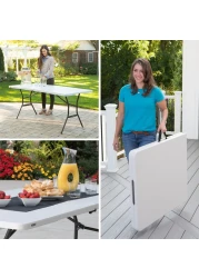 Lifetime, 6-Foot, Fold-In-Half Table, Rectangle, Residential, White Granite Colour, LFT-80333