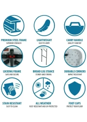 HEXAR&reg; Heavy Duty Multipurpose Camping Table Portable Folding Table Picnic Dining table Centerfold Ideal for Crafts Outdoor Events Lightweight and Durable Table with Carry Handle (L180 W74 H74 CM)