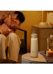 Bear 300ml Electric Kettle Four Temperature 300W Travel Electric Kettle Double Layer 304 Stainless Steel Liner Portable Small Quick Heating Insulation Cup, Beige