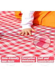 Waterproof Foldable Outdoor Camping Mat Widen Picnic Mat Plaid Beach Blanket Baby Multiplayer Tourist Mat 145X180cm,Red