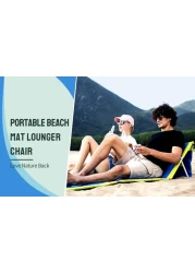 Portable Beach Lounge Chair, Backpack Reclining Beach Mat Chairs for Adults Lightweight with Storage Pouch for Camp/Lawn/Outdoor/Travel/Picnic/BBQ, Foldable Camping Sand Chairs