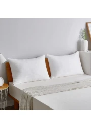 Comfy Set of 2 Hotel Quality Stripe Pillow - White
