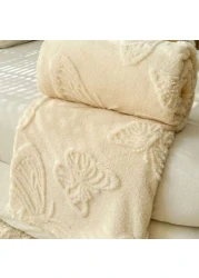 Luna Home 3D Imitation Butterfly Fleece Soft Blanket, Ivory color.