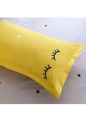 GOLDEN HOME 6-Piece Queen Size Duvet Cover Set, 1 Duvet Cover + 1 Fitted Sheet + 4 Pillow Cases, Microfibre, Muesli