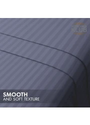 Klub Linen 3PC Striped Fitted Sheet Set, Ultra Soft Microfiber Bedding Set - 1 Fitted Sheet Single (90x190cm) with Deep Pocket and 2 Pillowcases (50 x 75 cm), Dark Grey