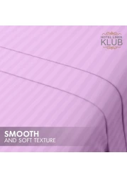 Klub Linen 3PC Striped Fitted Sheet Set, Ultra Soft Microfiber Bedding Set - 1 Fitted Sheet King (180x200cm) with Deep Pocket and 2 Pillowcases (50 x 75 cm), LILAC