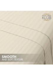 Klub Linen 3PC Striped Fitted Sheet Set, Ultra Soft Microfiber Bedding Set - 1 Fitted Sheet Single (90x190cm) with Deep Pocket and 2 Pillowcases (50 x 75 cm), Beige