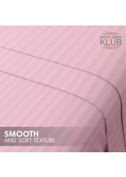 Klub Linen 3PC Striped Fitted Sheet Set, Ultra Soft Microfiber Bedding Set - 1 Fitted Sheet King (180x200cm) with Deep Pocket and 2 Pillowcases (50 x 75 cm), Baby Pink