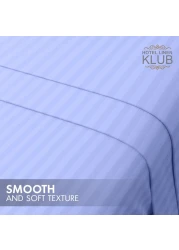 Klub Linen 3PC Striped Fitted Sheet Set, Ultra Soft Microfiber Bedding Set - 1 Fitted Sheet Single (90x190cm) with Deep Pocket and 2 Pillowcases (50 x 75 cm), lavender