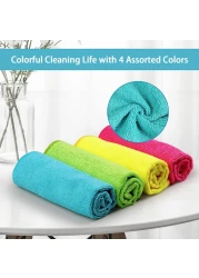 HOMEXCEL Microfiber Cleaning Cloth12 Pack Cleaning RagCleaning Towels with 4 Color Assorted115X115GreenBlueYellowPink