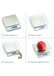 Kitchen Scales Digital, Stainless Steel Panel 0.01 G-1000g Mini Pocket Square Shape electronic balance