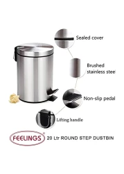 Feelings Stainless Steel Round Step Dustbin 20L