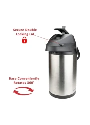 Nessan Airpot Stainless Steel Pump Vacuum Flask 3.5L Silver