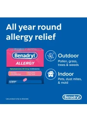 Benadryl Ultratabs Antihistamine Allergy Relief Medicine Diphenhydramine HCl Tablets for Relief of Cold Allergy Symptoms Such as Sneezing Runny Nose Itchy Eyes Throat 100 ct