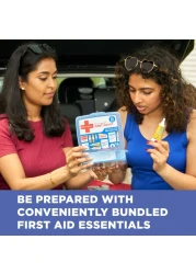 Johnson Johnson Travel Ready Portable Emergency First Aid Kit for Minor Wound Care with Assorted Adhesive Bandages Gauze Pads More Ideal for Travel Car OnTheGo 80 pc