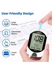 MeteneTD4116 Blood Glucose Monitor Kit 100 Glucometer Strips 100 Lancets 1 Blood Sugar Monitor Blood Sugar Test Kit with Control Solution Lancing Device No Coding Large Display