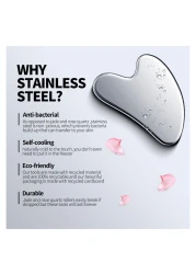 Stainless Steel Gua Sha Facial Massage Tool &ndash; Anti-Aging Face Lifting, Skin Tightening, Lymphatic Drainage, Puffiness Reducer, Durable Cooling Face Massager, Promotes Circulation, Detoxifies