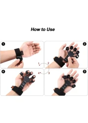 Finger Strengthener, Grip Strength Trainer, 6 Resistant Level Finger Exerciser, Hand Exercisers for Strength, Hand Grip Strengthener for Patients Strength Training (Black+Grey)