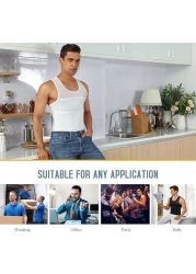 Men's Slimming Compression Vest Body Shaper Tank Top - Tummy Control Shirt Control Underwear Moobs Binder