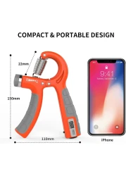 Hand Grips Strengthener with Counter, Adjustable Grip Strength Trainer, Hand Exerciser with Stainless Steel Spring, Non-Slip Gripper, Gripster for Strong Wrists, Fingers, Forearm, Hands, Arm (Orange)