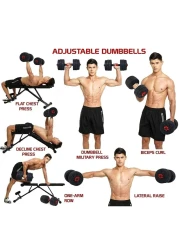 ULTIMAX- Adjustable 7 in 1 Dumbbell Set, Free Weights Dumbbells Set with Connecting Rod Used as Barbell, Kettlebell and Push-ups, Weightlifting Fitness for Home/Office-10Kg