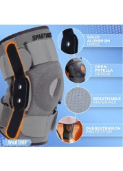 Sparthos Knee Brace Relieves ACL MCL Meniscus Tear Arthritis Tendonitis Pain Open Patellar Design with Dual Hinged Support Compression for Running Working Out For Men and Women Medium