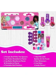 Barbie Movie Kids Makeup Kit for Girls Real Washable Toy Makeup Set Barbie Gift Play Makeup and Pretend Play Toys Ages 3 4 5 6 7 8 9 10 11 12