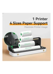 PeriPage A4 Paper Printer Mobile, 210mm Mini Thermal Printer, USB &amp; Bluetooth Connectivity, Prints PDF, Webpages, Documents, Images, Contracts
