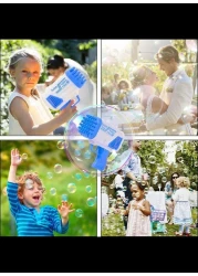 Blue Bubble Machine for Kids, Outdoor Indoor Basket Stuffers Automatic Toys Birthday Gifts for 3+ Years Old Toddlers Girls Boys Wedding Party Include Bubble Solution