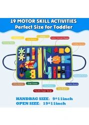 Sybil's Busy Books for Kids Montessori Preschool Activity Books for Toddlers and Kids 3-5 Years Children Educational Toys With Zipper Basic Skills Development Busy Board (Little Explorers Blue)