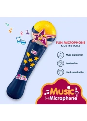 Kidwala Karaoke Blue Microphone Built In Music And Flashing Light Sing Along Mic With Battery Music Exploration Mic Third Gear Adjustment Mic Let's Sing Together Mic Toy For Girls