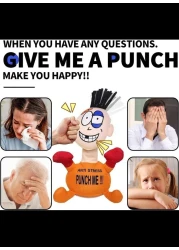 Electric Anti Stress Punch Me Plush Doll Relief Toys, Funny Plush Doll with Screaming Sound Creative Screaming Toys Desktop Anger Management Toys for Adults and Children (Blue)