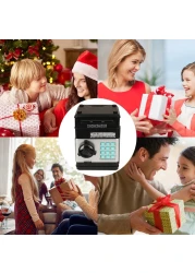 Setibre Piggy Bank, Electronic Atm Password Cash Coin Can Auto Scroll Paper Money Saving Box Toy Gift For Kids (Black)