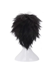 morvallyShort Messy Black Heat Resistant Synthetic Hair Wigs for Cosplay Halloween Anime