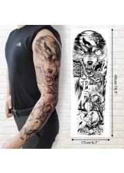 Aresvns Halloween Sleeve Tattoos Temporary for Men WomenBlack fake tattoos for adultsWaterproof Realistic Temporary TattoosLooks Real Temp TattoosWolfTigerDevils eye