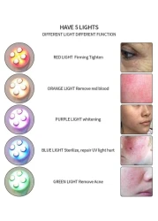 جهاز تجميل شد الجلد 5 في 1 ، جهاز تشديد الوجه بإضاءة ليد فوتون ، تجديد شباب الجلد EMS ميزوثيرابي لشد الوجه وعلاج الجمال