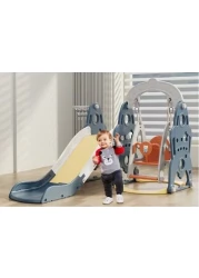 Children Indoor Playground Kids Colorful Rocket Theme Plastic Swing Slide Baby Multifunctional Toys