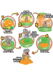 سلايم سحري من كريز - كبسولة دينوريكس مع أطفال سلايم وأشكال ديناصورات قابلة للتجميع - 13 ديناصورًا للجمع، 1 منها نادر للغاية
