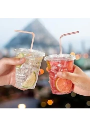 Vsell24&trade; 50PC Disposable Drinking Plastic Cup 12oz For Smoothie Coffee Water Juice Cups With Flat Lid Clear&hellip;