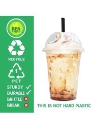 Vsell24&trade; 50PC Disposable Drinking Plastic Cup 10oz For Smoothie Coffee Water Juice Cups With Dome Lid Clear&hellip;