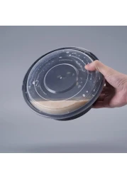 Go2Camps Alsaqer [20 Pack] Compartment Round Black Base With Lids Food Storage Container(32 Oz) Ro32, Disposable Food Container, Meal Containers, Lunch Boxes Microwave, Freezer Safe (1 - Compartment)